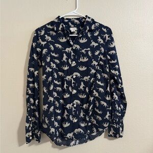 J. Crew Men's Navy cheetah Print Shirt